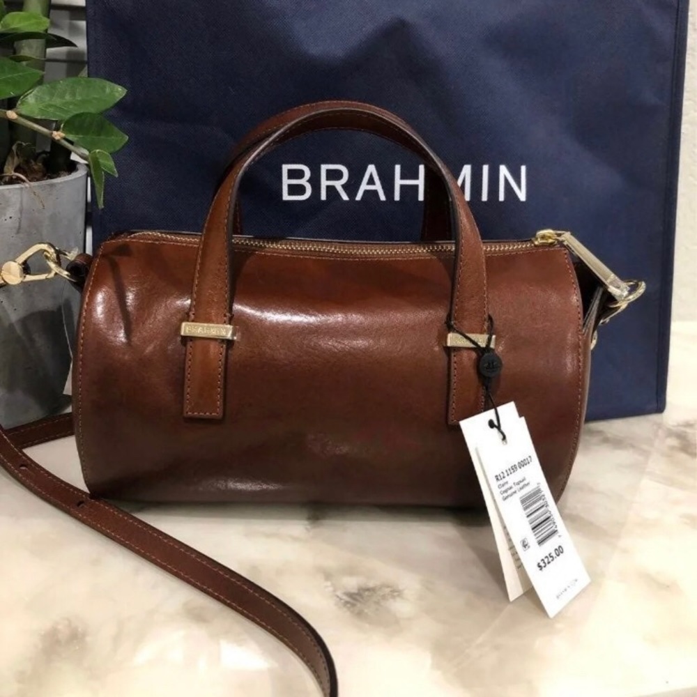 BRAHMIN Claire Cognac Topsail Crossbody
